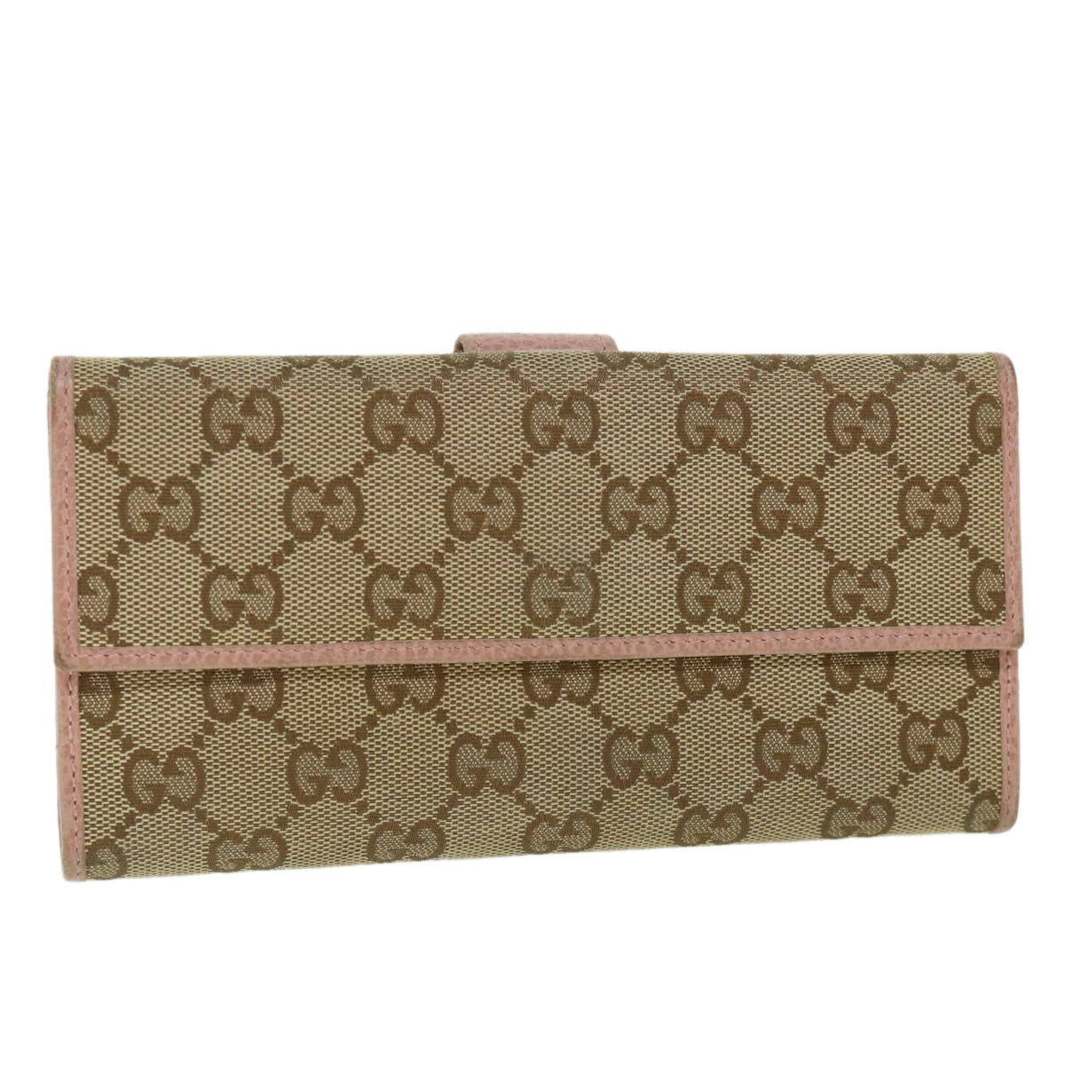 Luxury Gucci GG Canvas Long Wallet Beige Pink 231841  55624