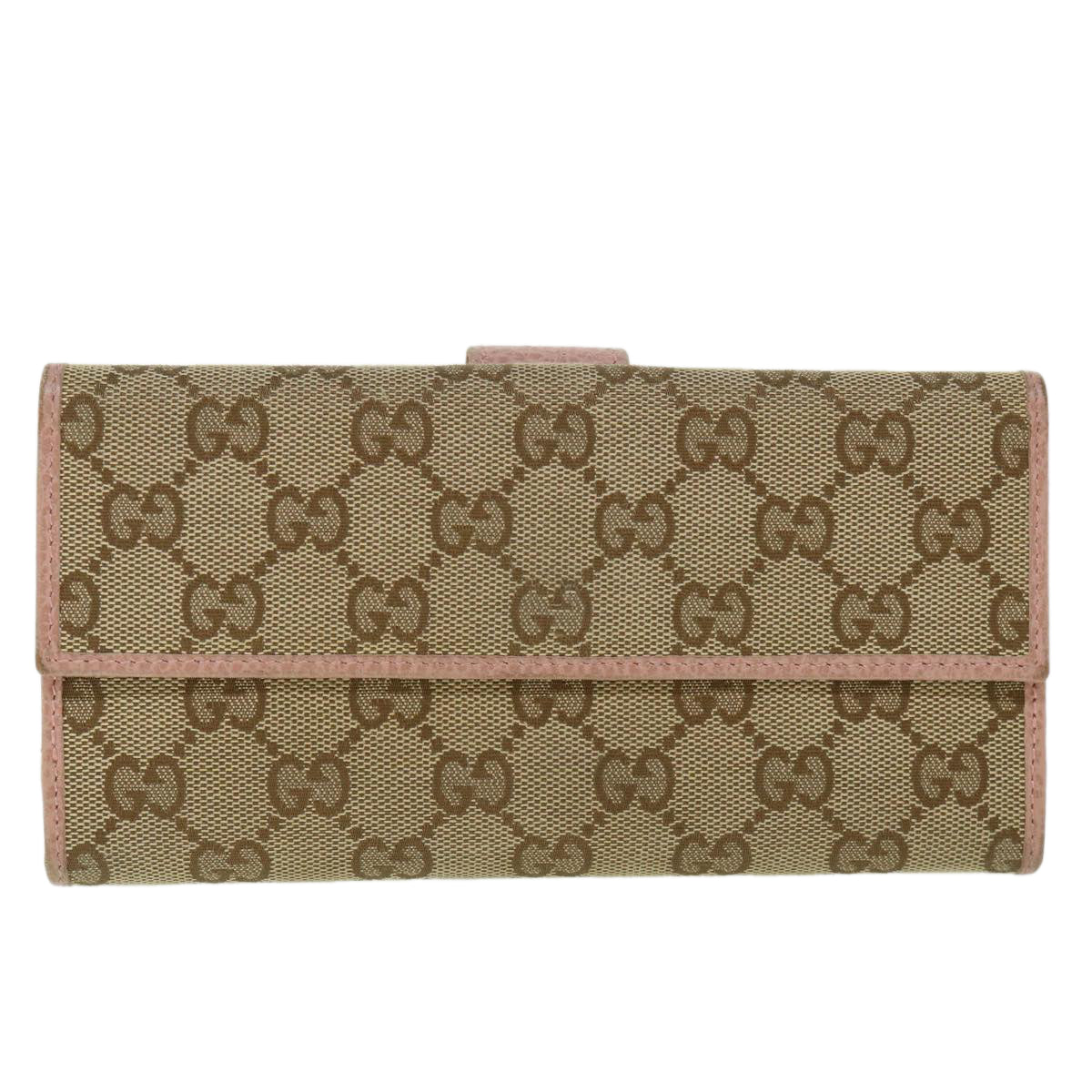Luxury Gucci GG Canvas Long Wallet Beige Pink 231841  55624