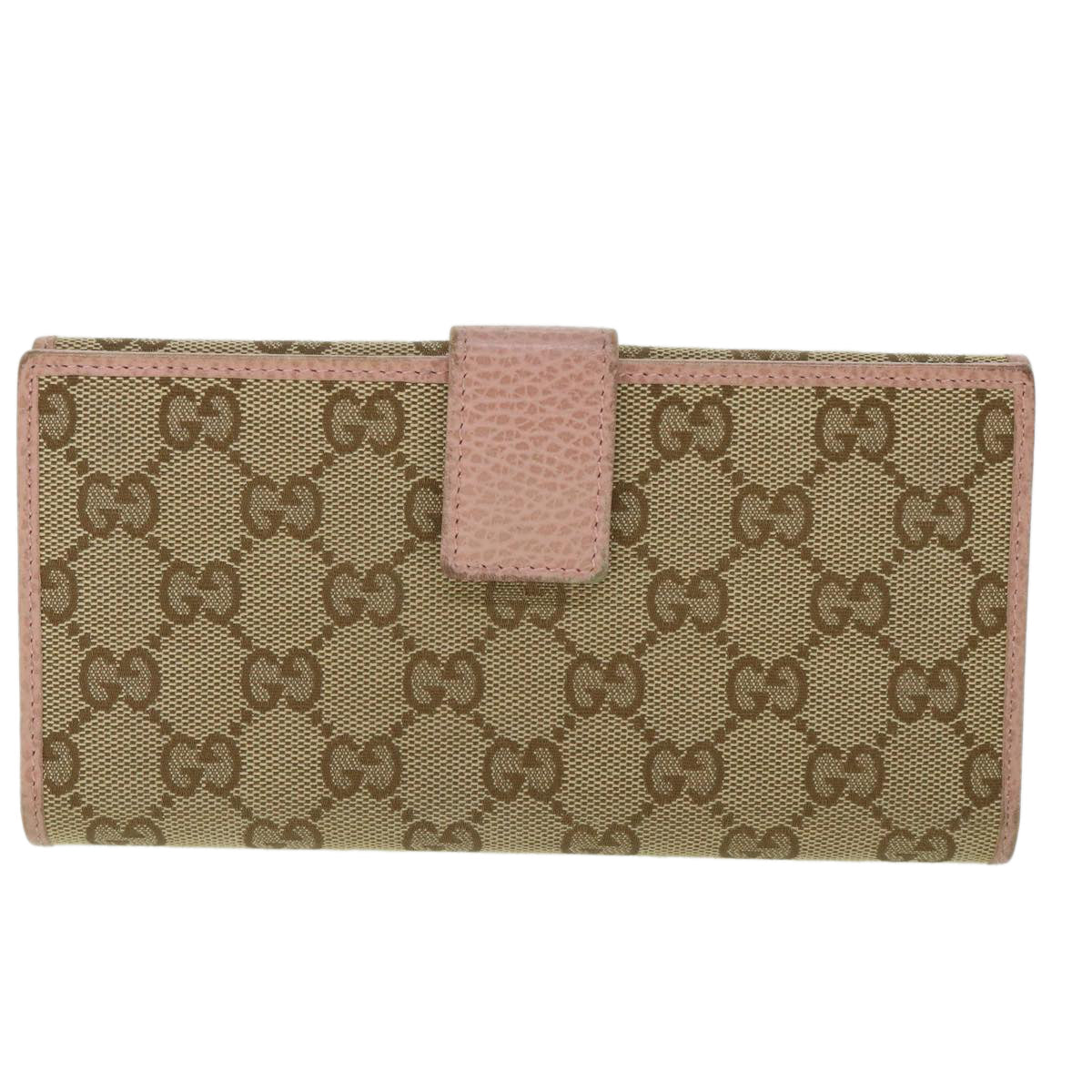 Luxury Gucci GG Canvas Long Wallet Beige Pink 231841  55624