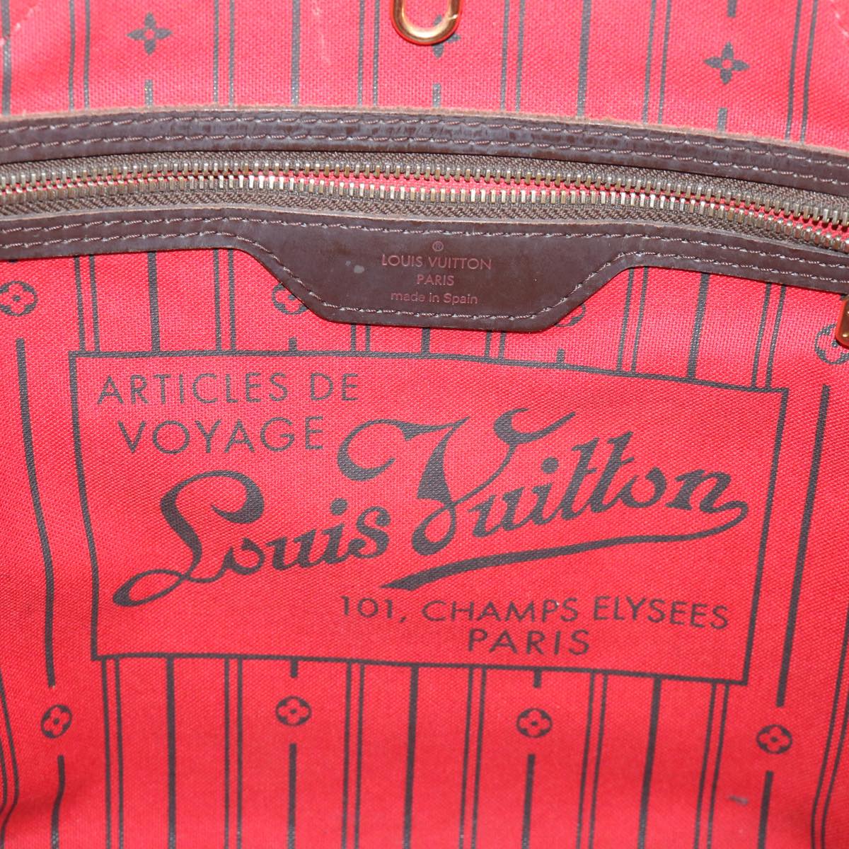 LOUIS VUITTON Damier Ebene Neverfull MM Tote Bag N51105 LV 55640