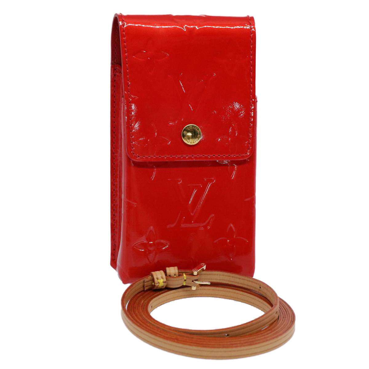 LOUIS VUITTON Monogram Vernis Green Cigarette Case Red M91155 LV 55651