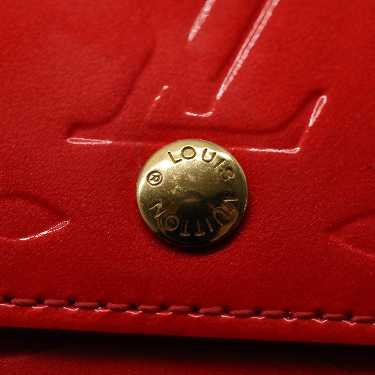 LOUIS VUITTON Monogram Vernis Green Cigarette Case Red M91155 LV 55651