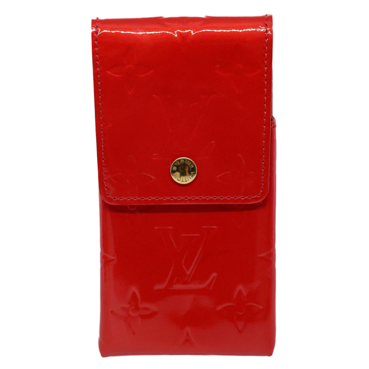 LOUIS VUITTON Monogram Vernis Green Cigarette Case Red M91155 LV 55651