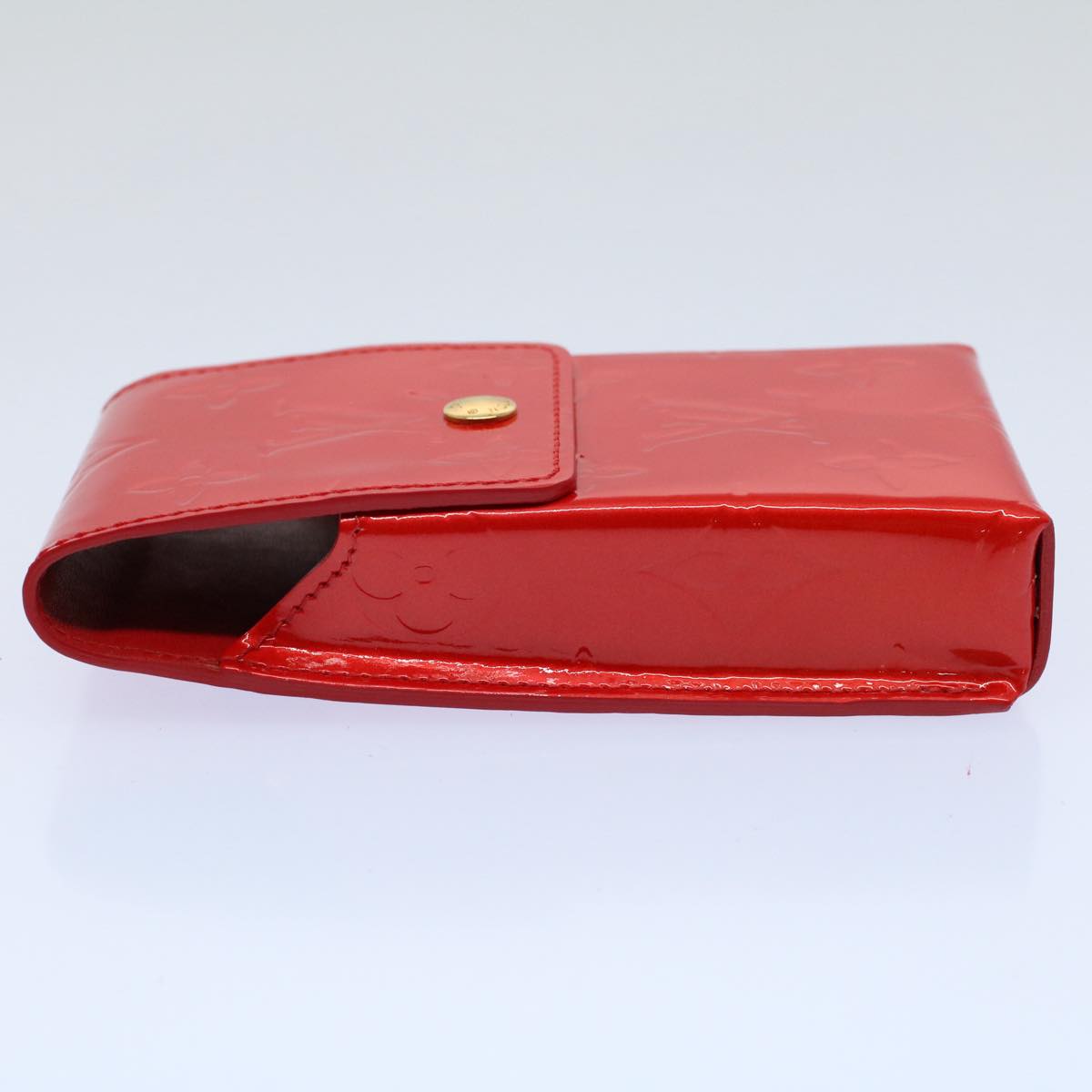 LOUIS VUITTON Monogram Vernis Green Cigarette Case Red M91155 LV 55651