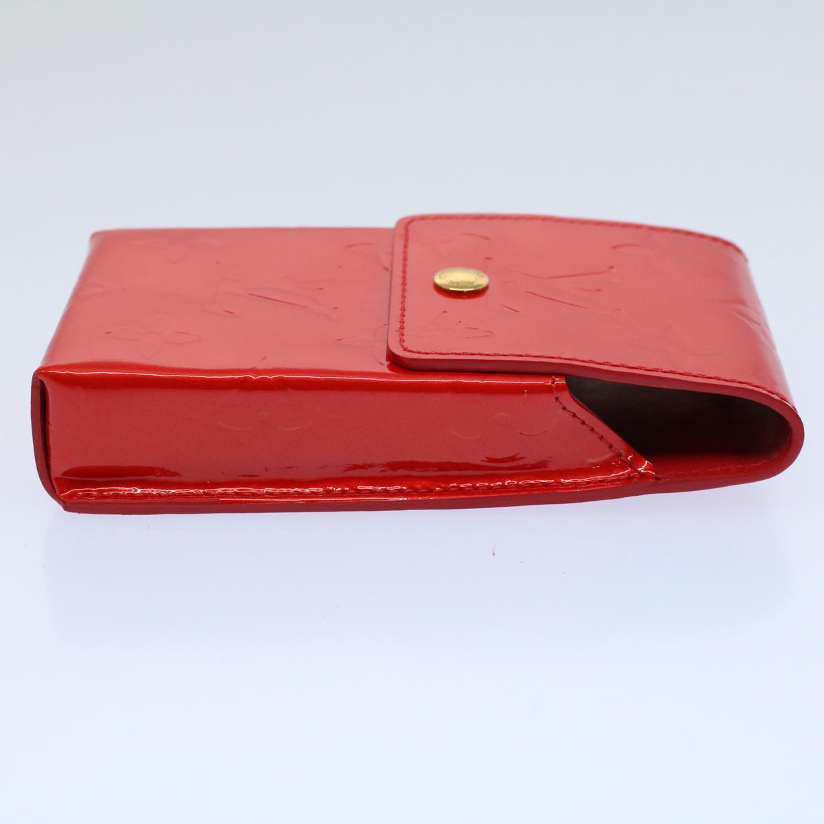 LOUIS VUITTON Monogram Vernis Green Cigarette Case Red M91155 LV 55651