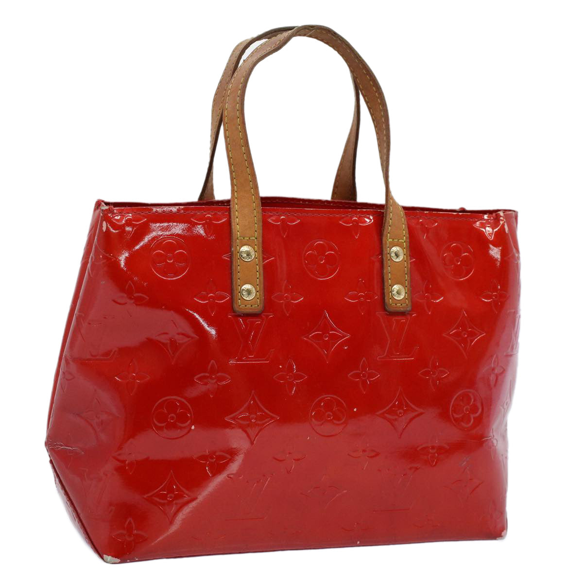 LOUIS VUITTON Monogram Vernis Reade PM Hand Bag Red M91088 LV 55672