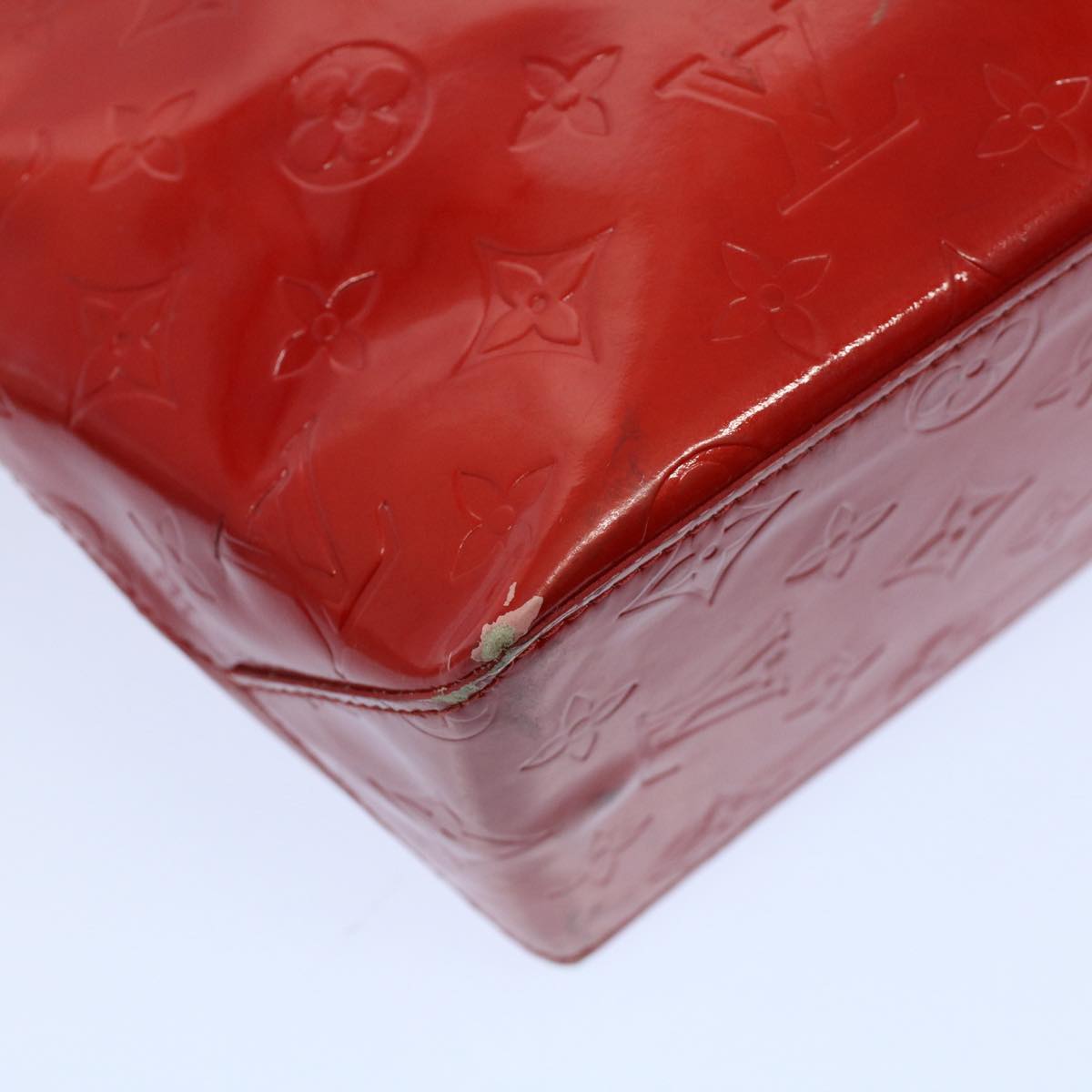 LOUIS VUITTON Monogram Vernis Reade PM Hand Bag Red M91088 LV 55672