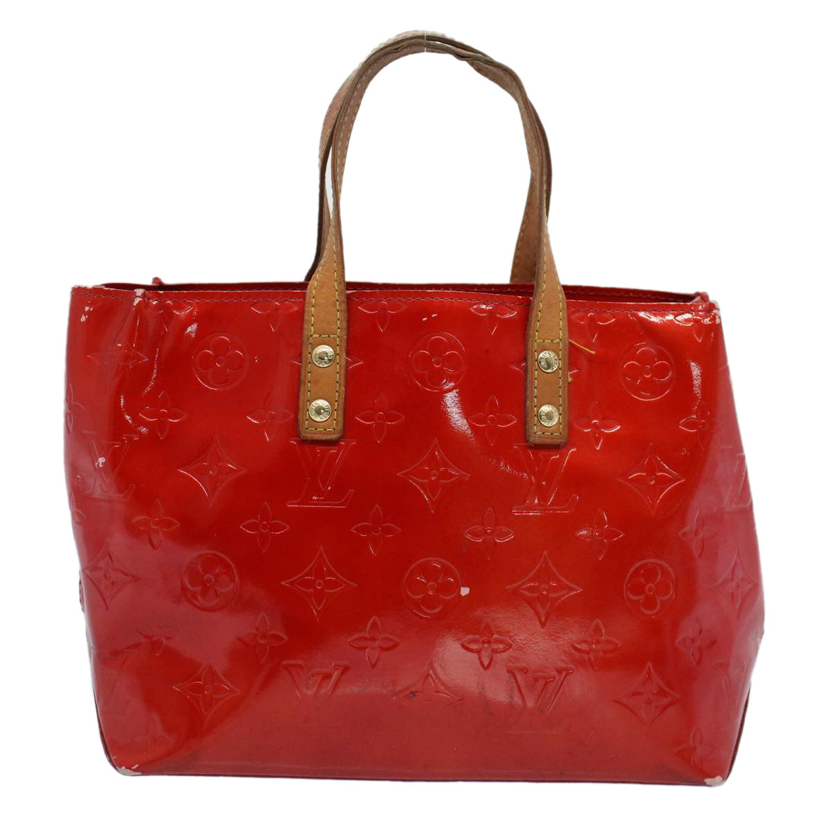 LOUIS VUITTON Monogram Vernis Reade PM Hand Bag Red M91088 LV 55672