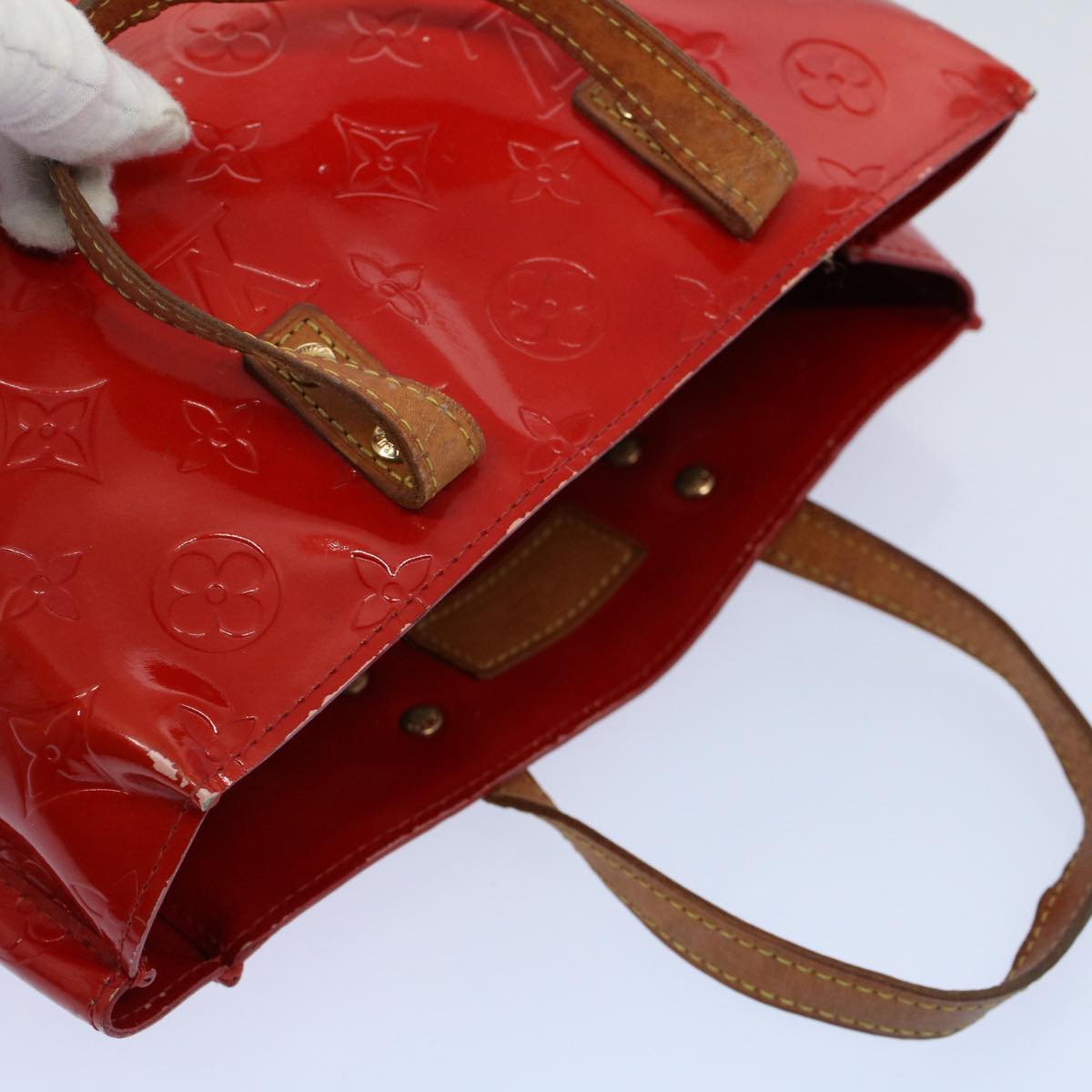 LOUIS VUITTON Monogram Vernis Reade PM Hand Bag Red M91088 LV 55672