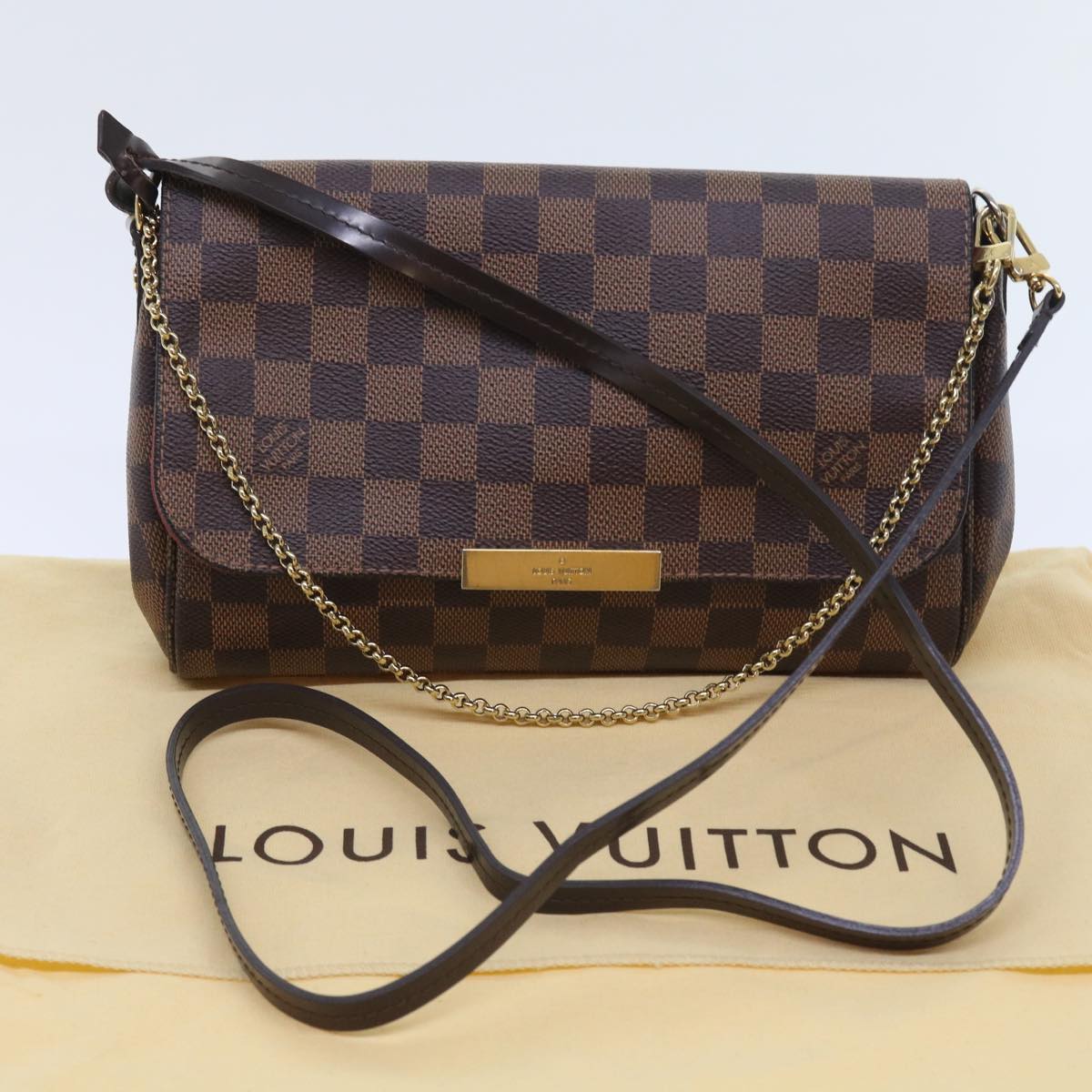 LOUIS VUITTON Damier Ebene Favorit PM Shoulder Bag 2way N41276 LV 55712