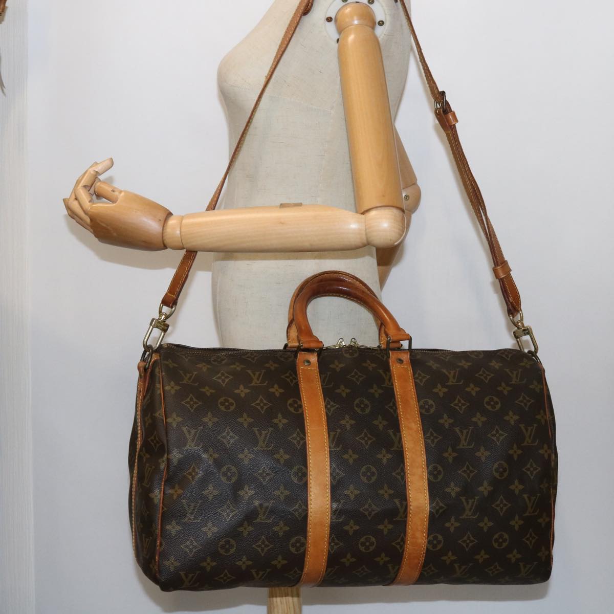 LOUIS VUITTON Monogram Keepall Bandouliere 45 Boston Bag M41418 LV 55720