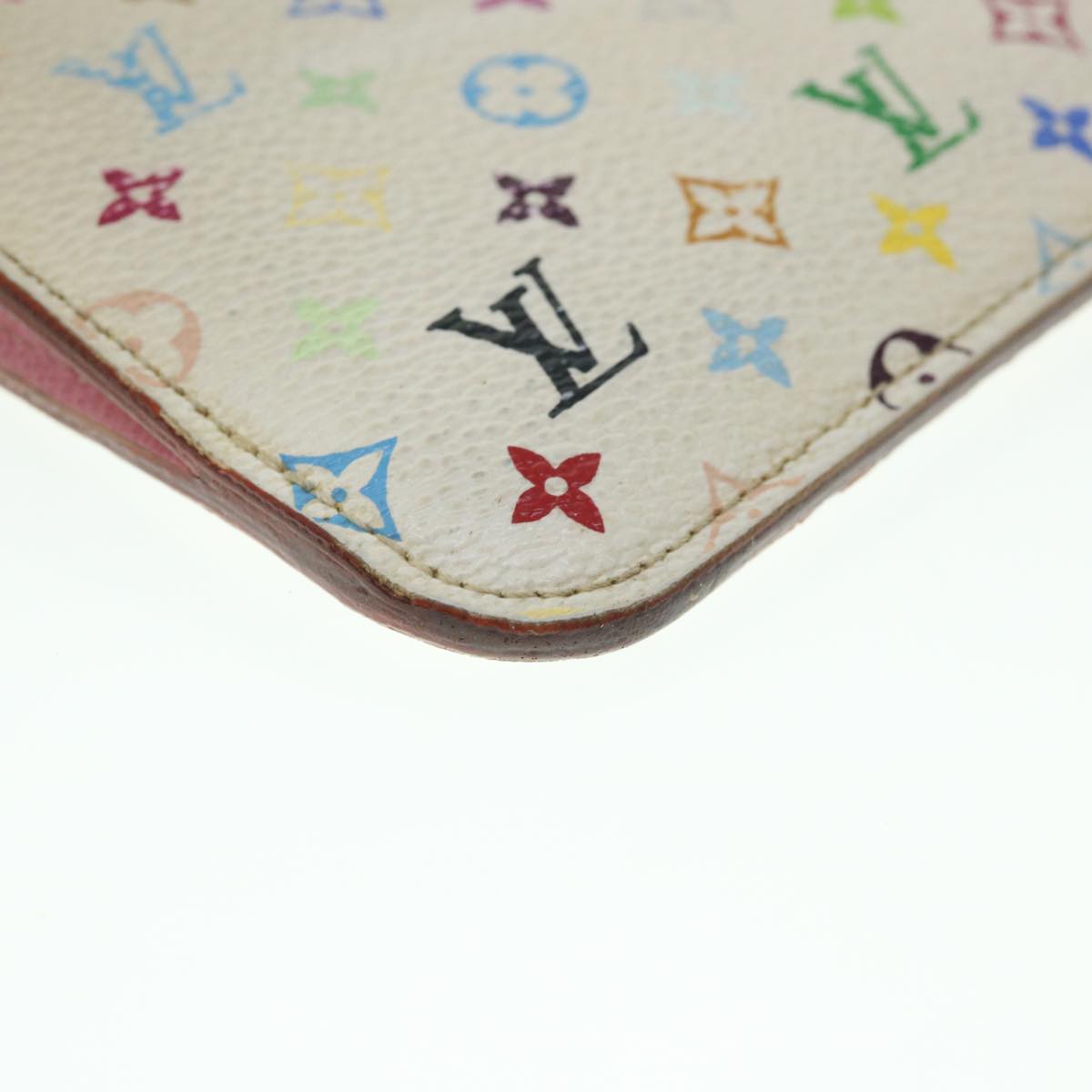 LOUIS VUITTON Multicolor Pochette Cles NM Coin Purse White M93734 LV 55724