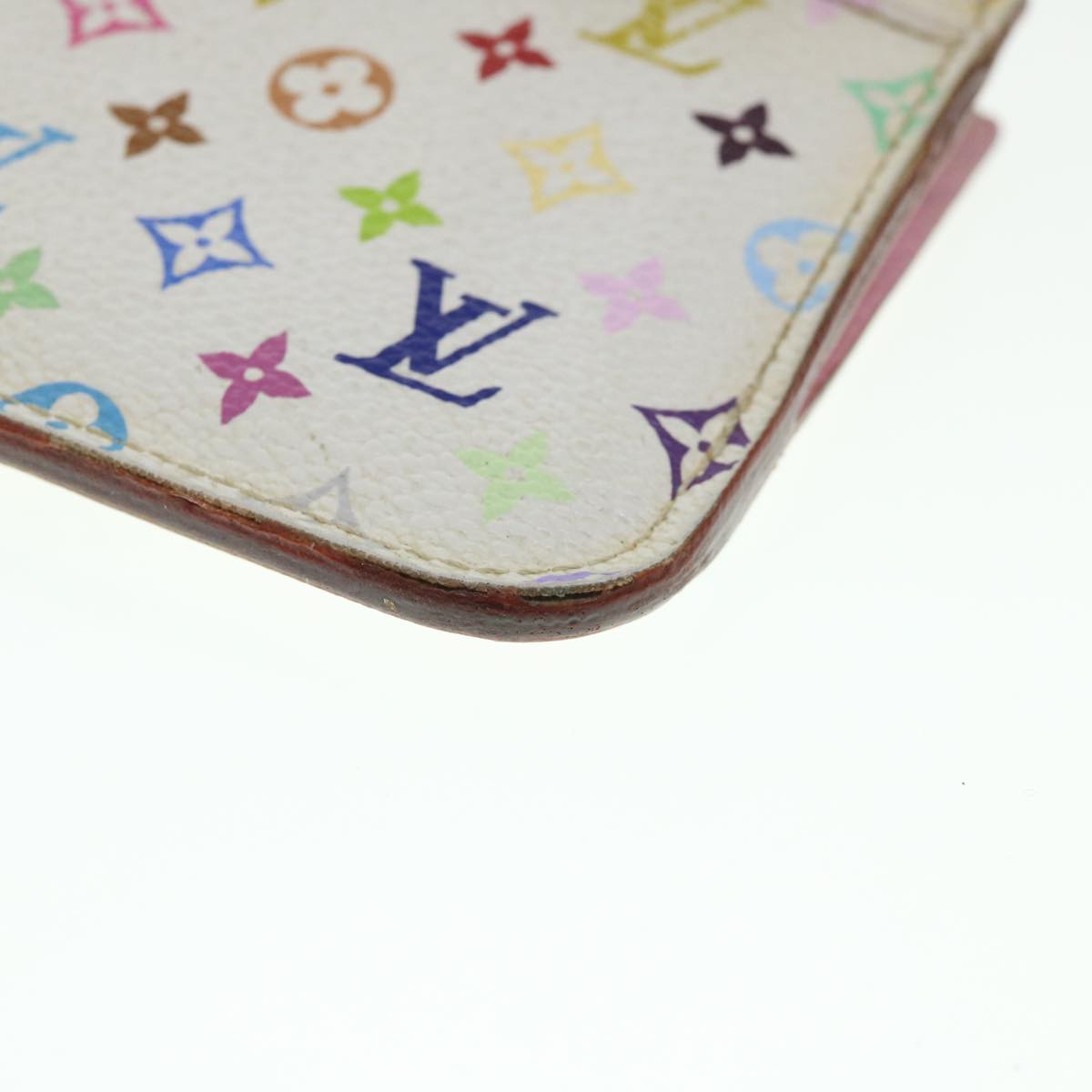 LOUIS VUITTON Multicolor Pochette Cles NM Coin Purse White M93734 LV 55724