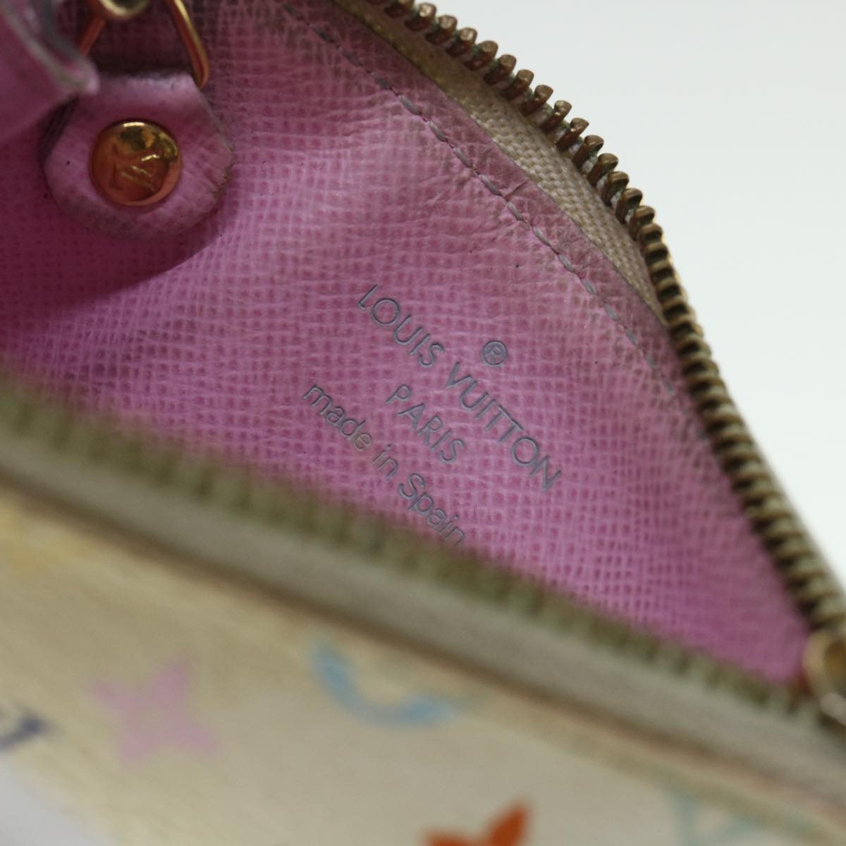 LOUIS VUITTON Multicolor Pochette Cles NM Coin Purse White M93734 LV 55724