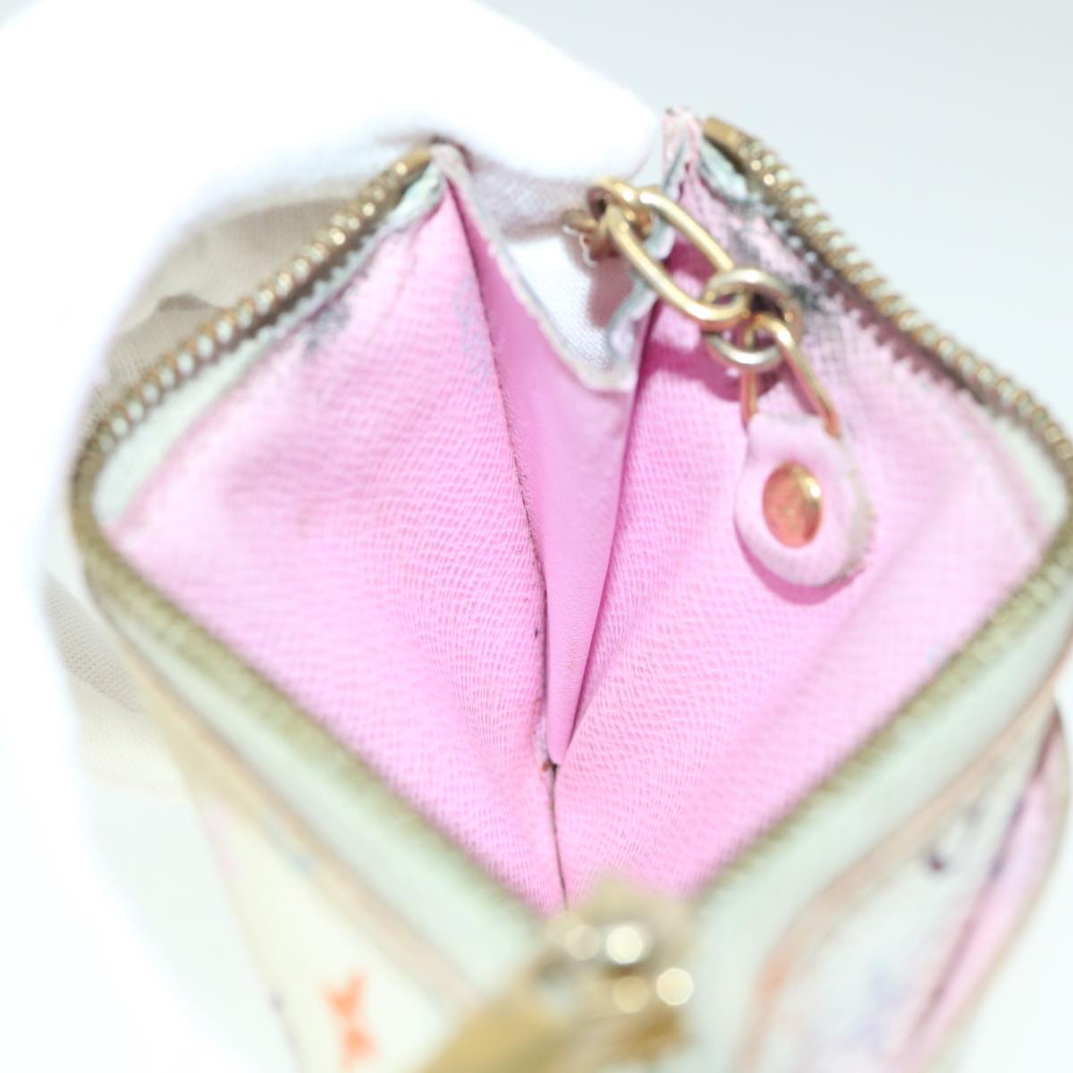 LOUIS VUITTON Multicolor Pochette Cles NM Coin Purse White M93734 LV 55724