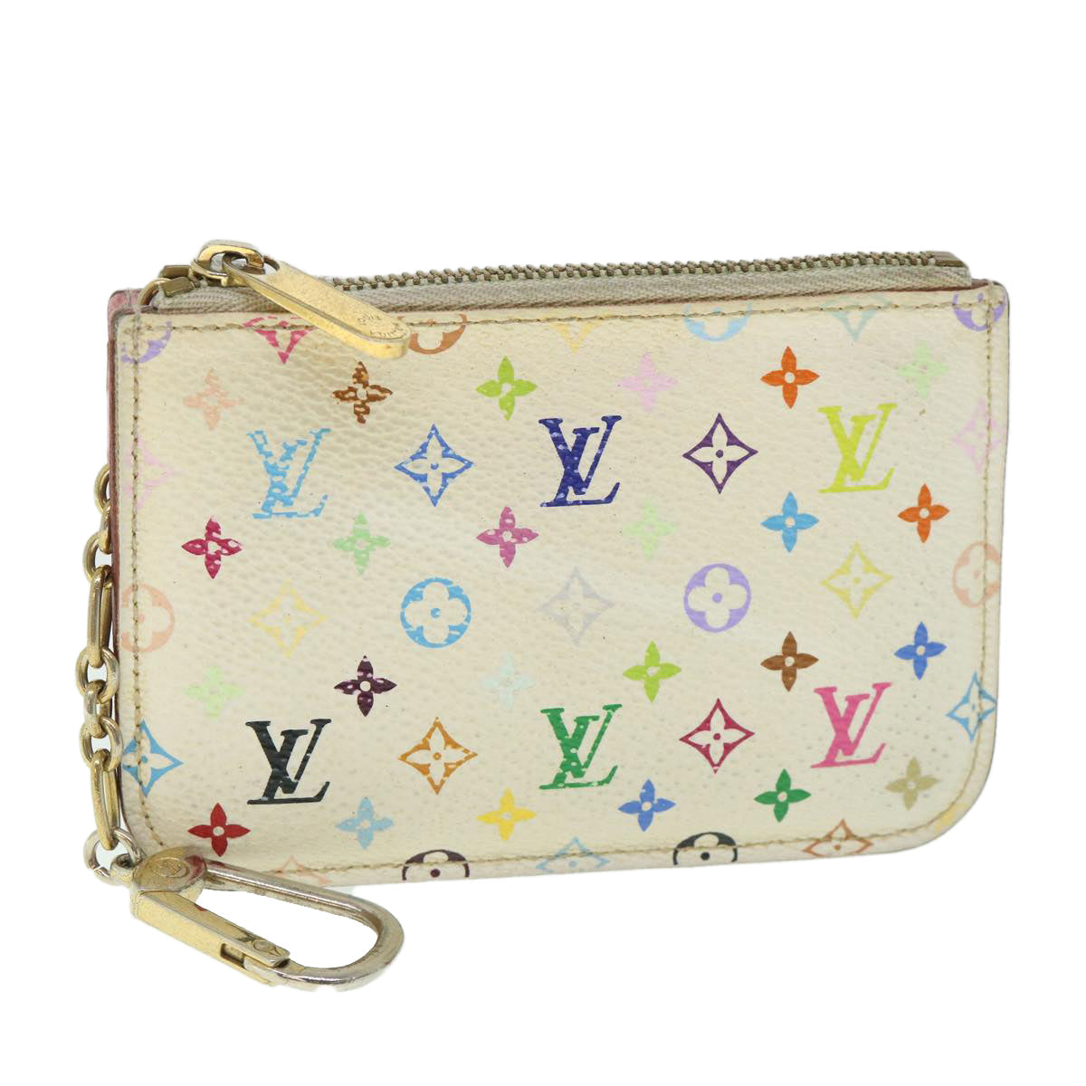 LOUIS VUITTON Multicolor Pochette Cles NM Coin Purse White M93734 LV 55724