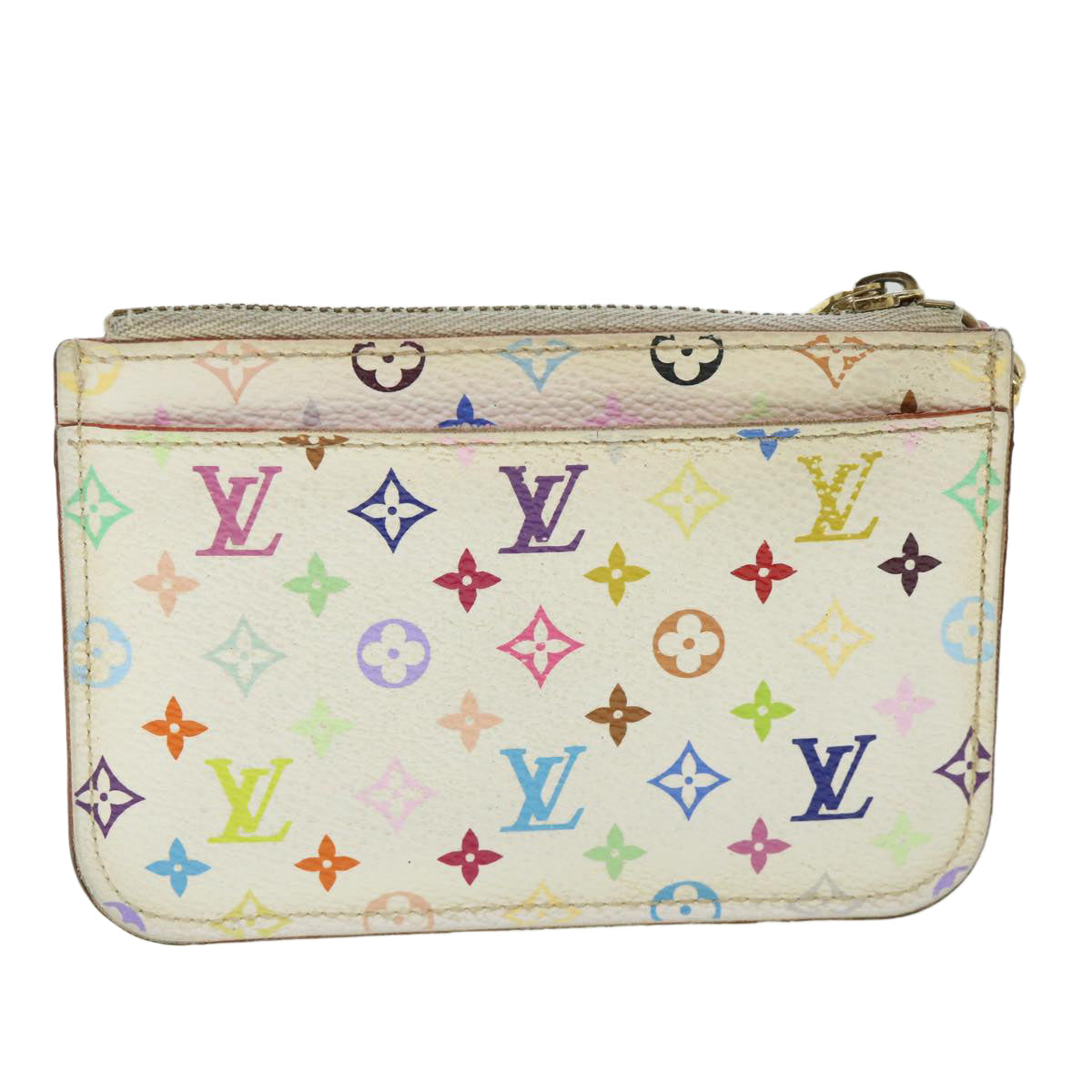 LOUIS VUITTON Multicolor Pochette Cles NM Coin Purse White M93734 LV 55724