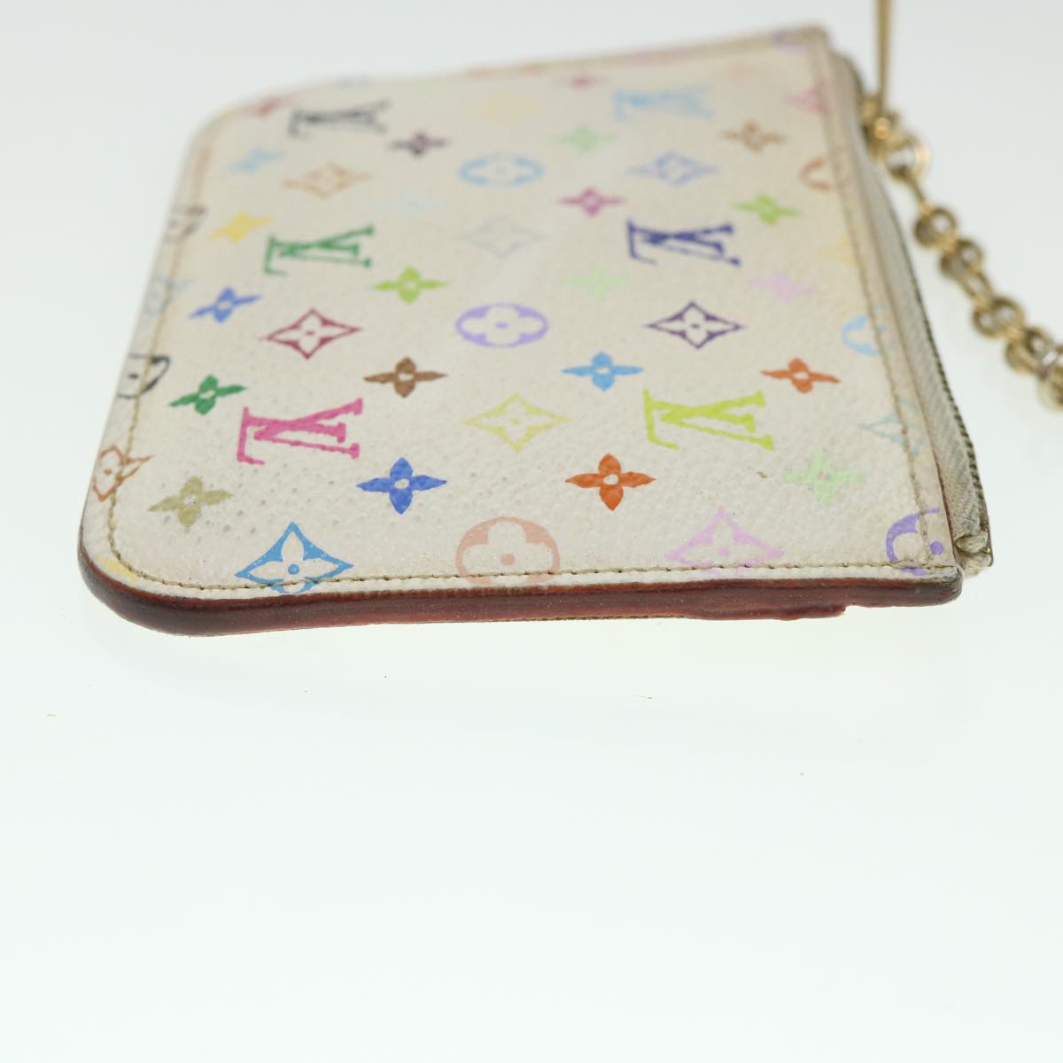 LOUIS VUITTON Multicolor Pochette Cles NM Coin Purse White M93734 LV 55724