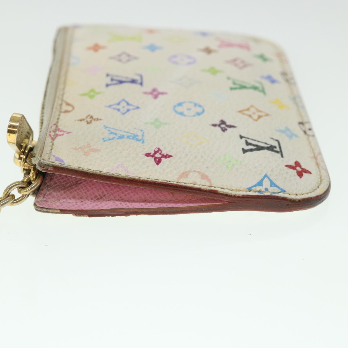 LOUIS VUITTON Multicolor Pochette Cles NM Coin Purse White M93734 LV 55724
