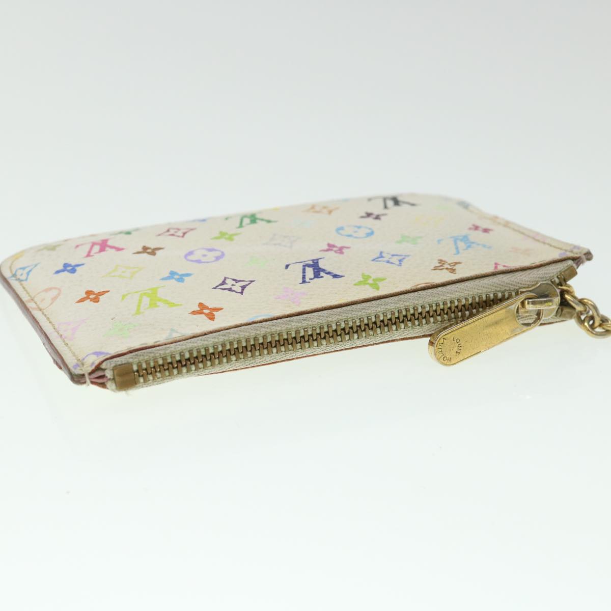 LOUIS VUITTON Multicolor Pochette Cles NM Coin Purse White M93734 LV 55724