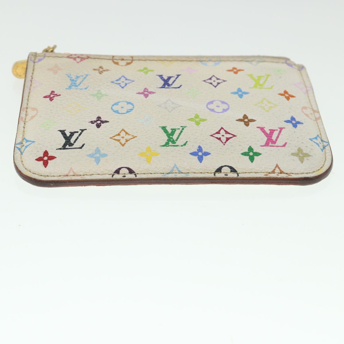 LOUIS VUITTON Multicolor Pochette Cles NM Coin Purse White M93734 LV 55724