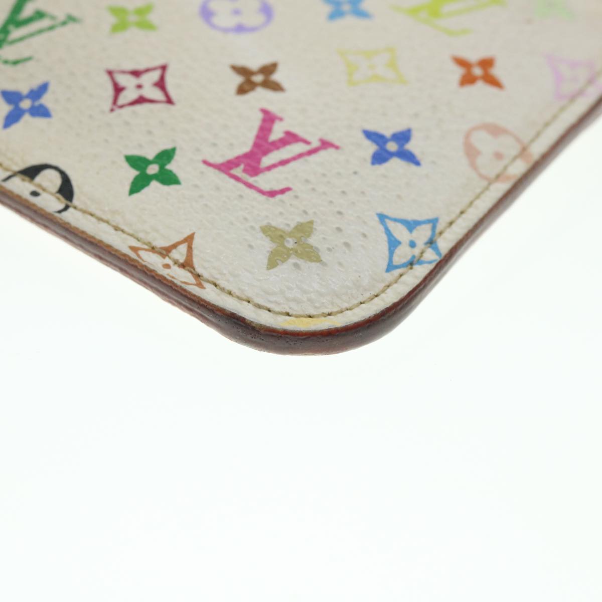 LOUIS VUITTON Multicolor Pochette Cles NM Coin Purse White M93734 LV 55724