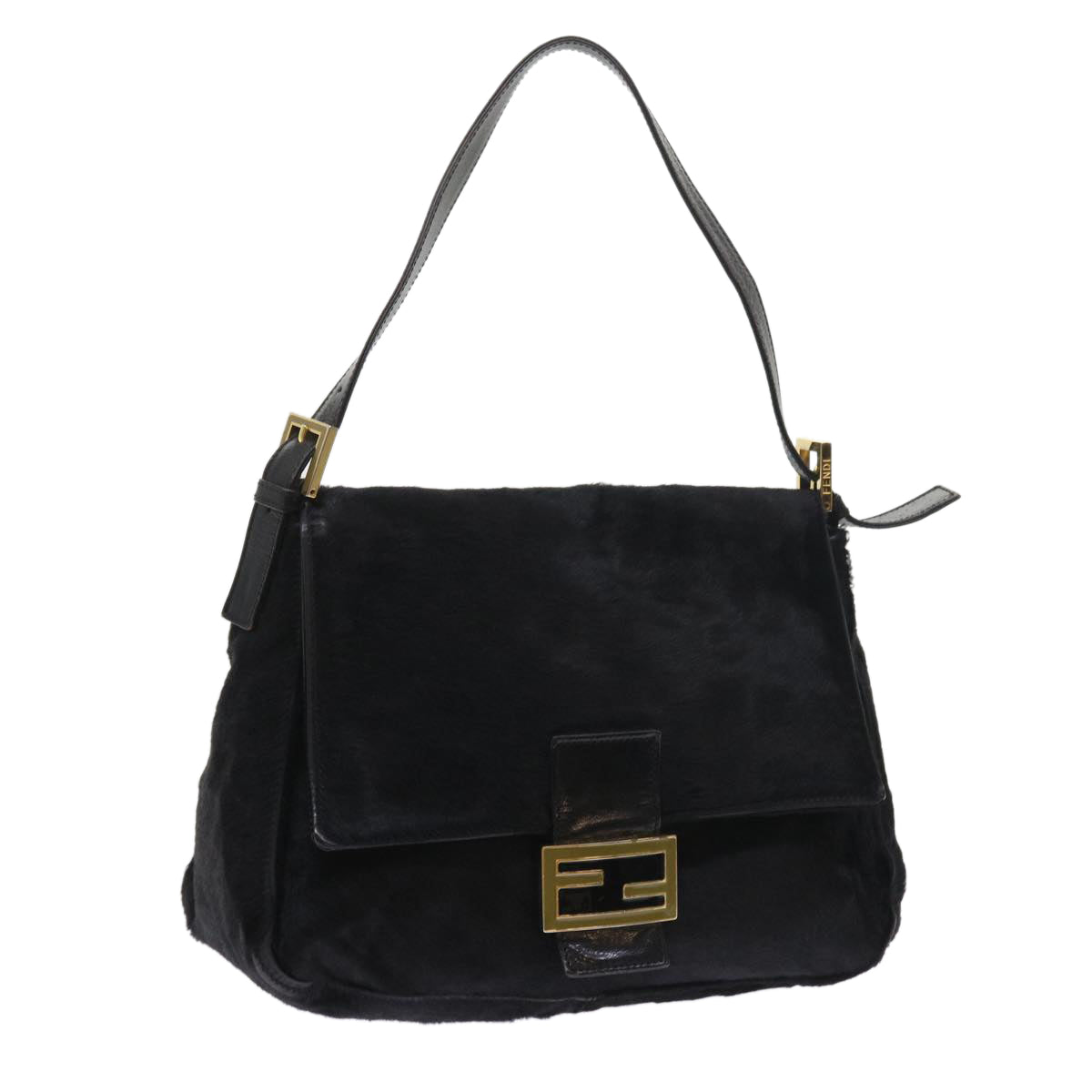 Luxury FendiMamma Baguette Shoulder Bag Harako leather Black55751