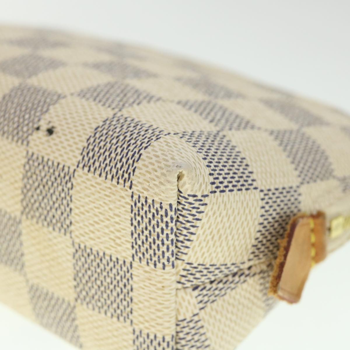 LOUIS VUITTON Damier Azur Pochette Cosmetic PM Pouch N60024 LV 55767