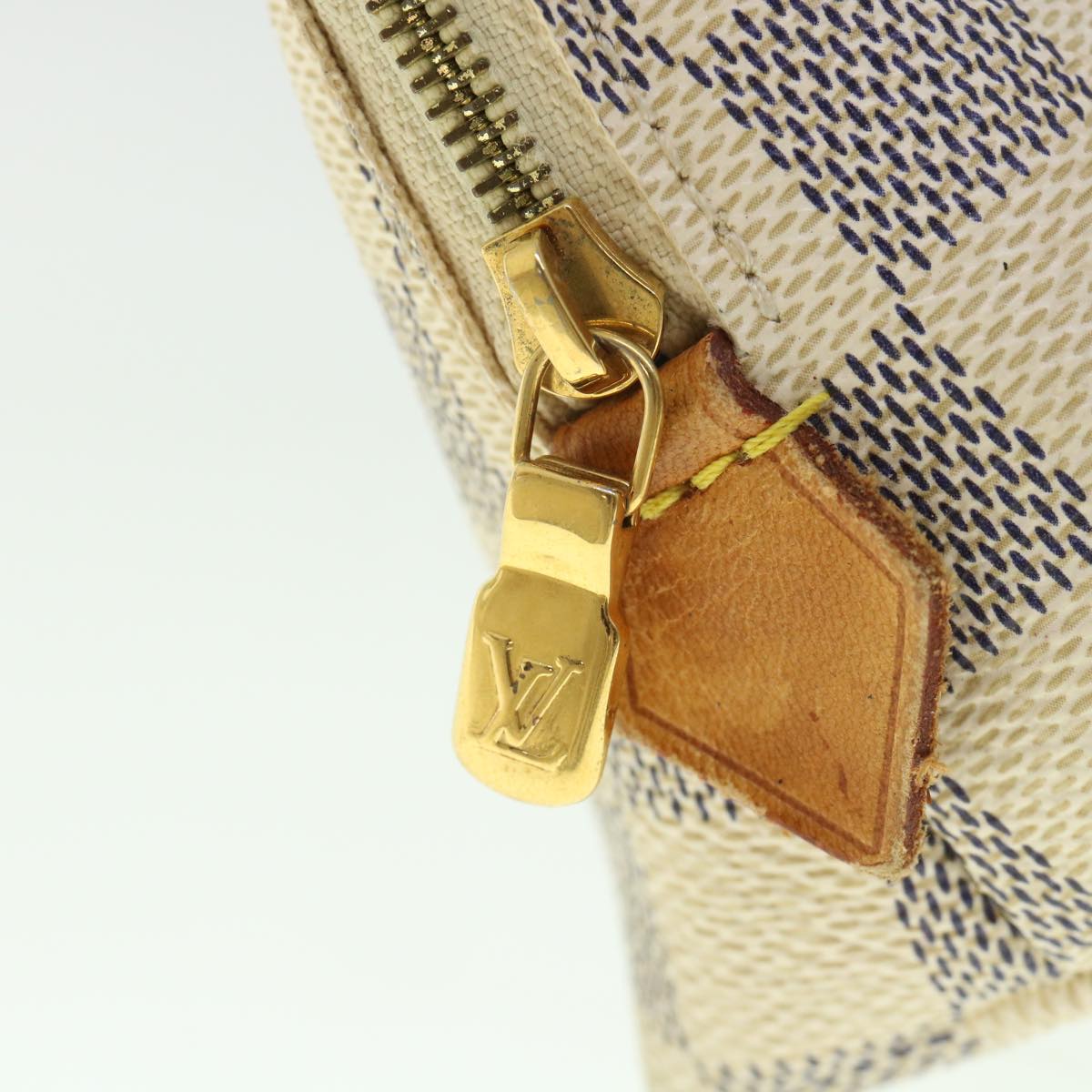 LOUIS VUITTON Damier Azur Pochette Cosmetic PM Pouch N60024 LV 55767