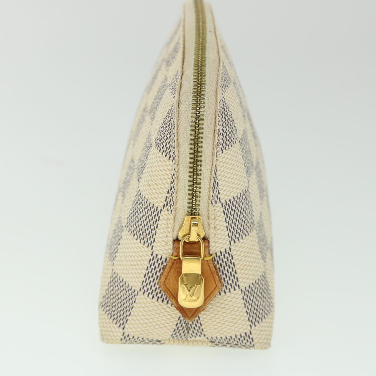 LOUIS VUITTON Damier Azur Pochette Cosmetic PM Pouch N60024 LV 55767