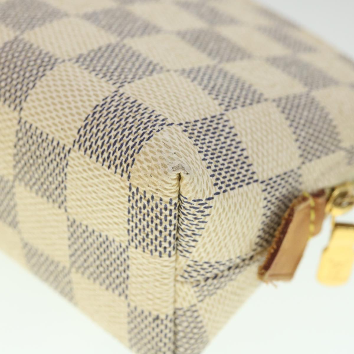 LOUIS VUITTON Damier Azur Pochette Cosmetic PM Pouch N60024 LV 55767