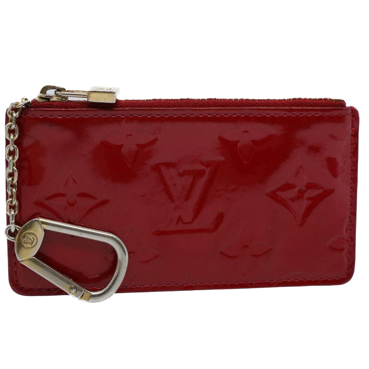 LOUIS VUITTON Monogram Vernis Pochette Cles Coin Purse Red M9144F LV 55771