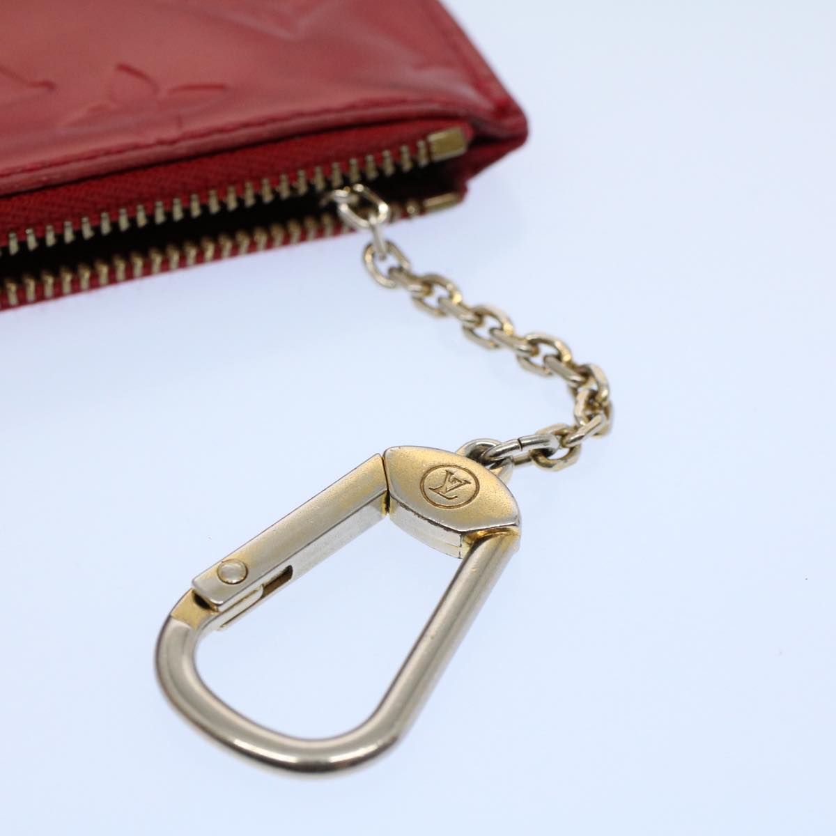 LOUIS VUITTON Monogram Vernis Pochette Cles Coin Purse Red M9144F LV 55771