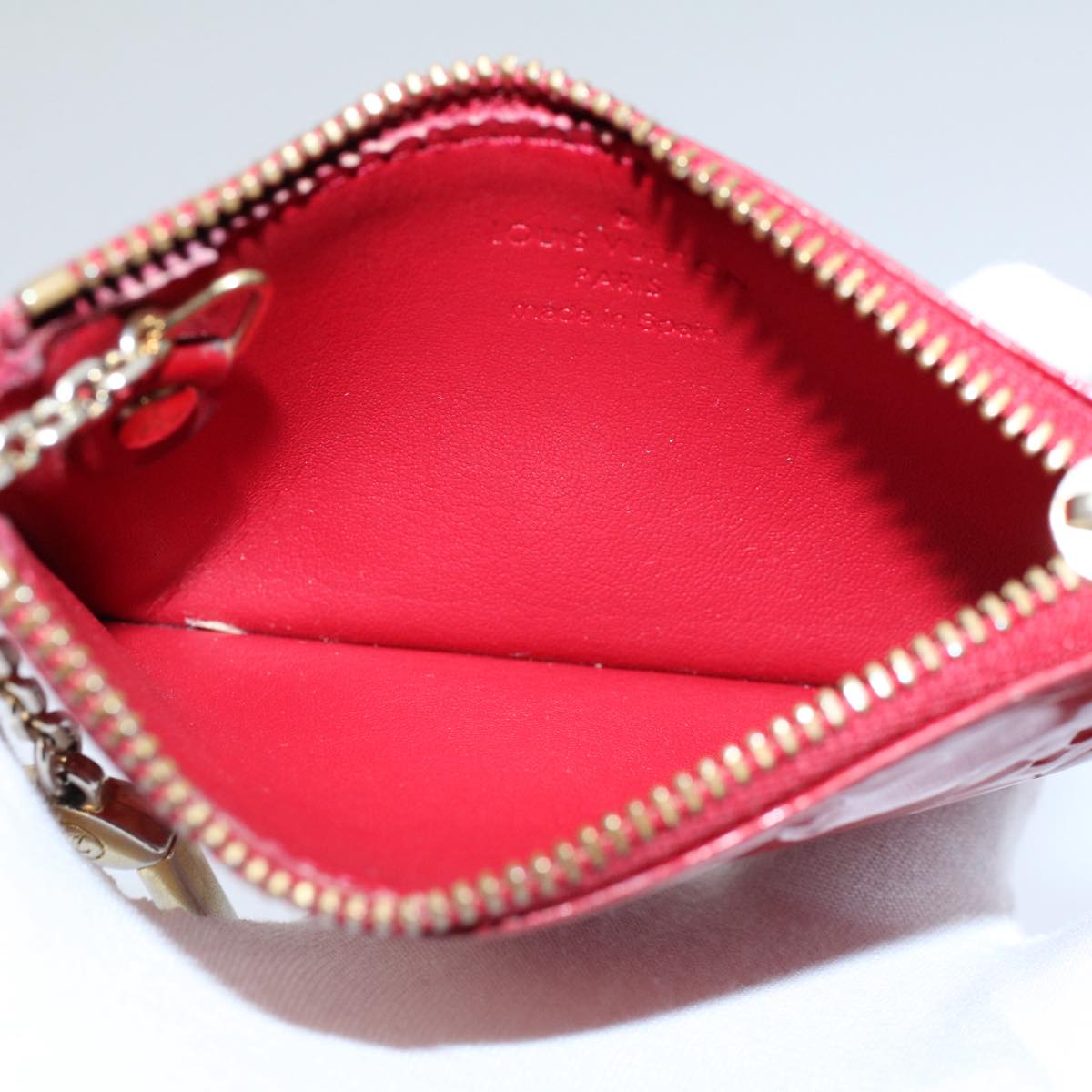 LOUIS VUITTON Monogram Vernis Pochette Cles Coin Purse Red M9144F LV 55771