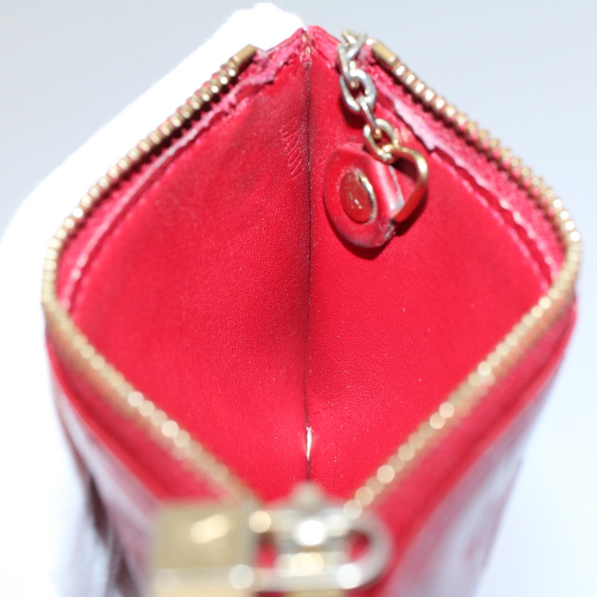 LOUIS VUITTON Monogram Vernis Pochette Cles Coin Purse Red M9144F LV 55771