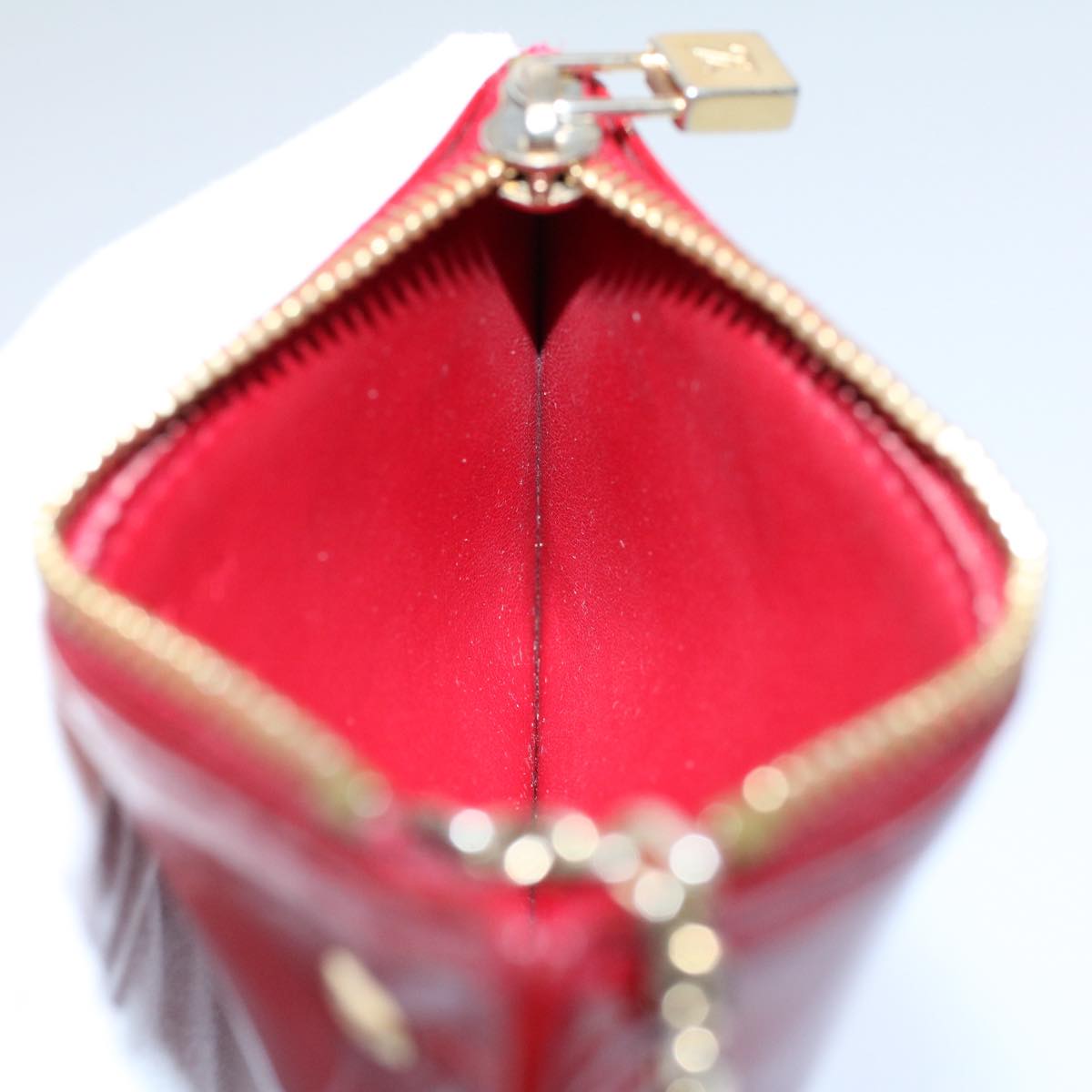 LOUIS VUITTON Monogram Vernis Pochette Cles Coin Purse Red M9144F LV 55771