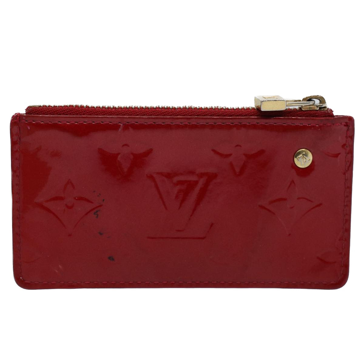 LOUIS VUITTON Monogram Vernis Pochette Cles Coin Purse Red M9144F LV 55771
