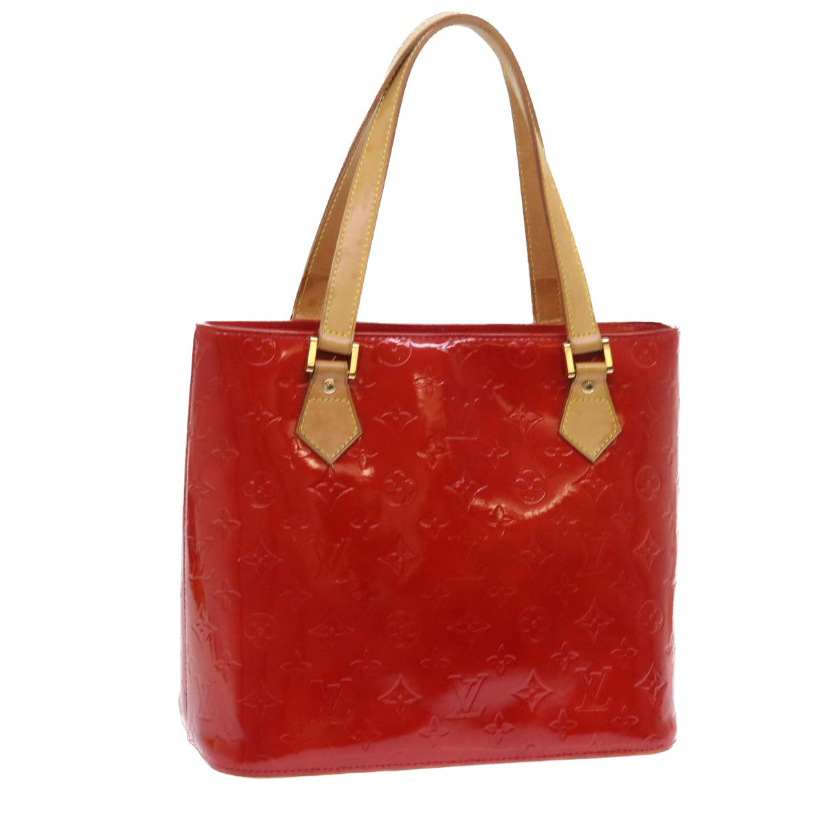 LOUIS VUITTON Monogram Vernis Houston Hand Bag Red M91092 LV 55796