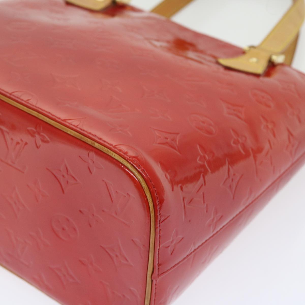 LOUIS VUITTON Monogram Vernis Houston Hand Bag Red M91092 LV 55796