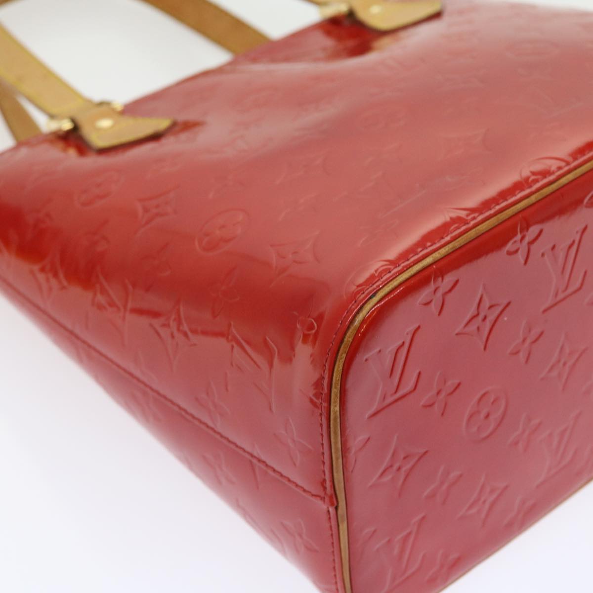 LOUIS VUITTON Monogram Vernis Houston Hand Bag Red M91092 LV 55796