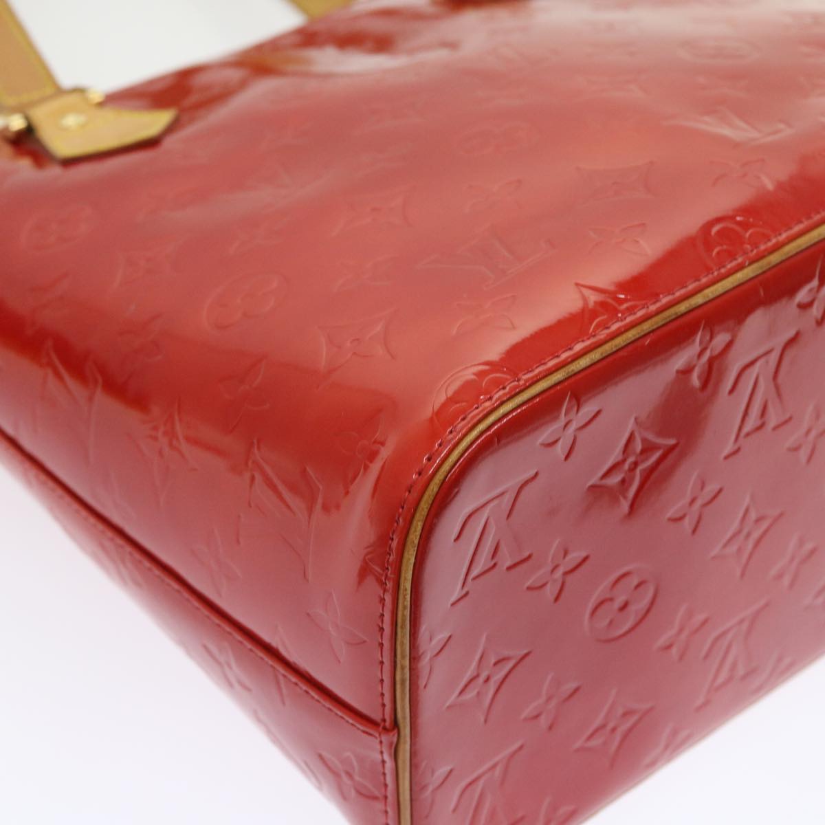 LOUIS VUITTON Monogram Vernis Houston Hand Bag Red M91092 LV 55796