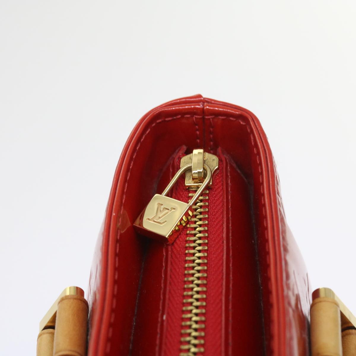 LOUIS VUITTON Monogram Vernis Houston Hand Bag Red M91092 LV 55796