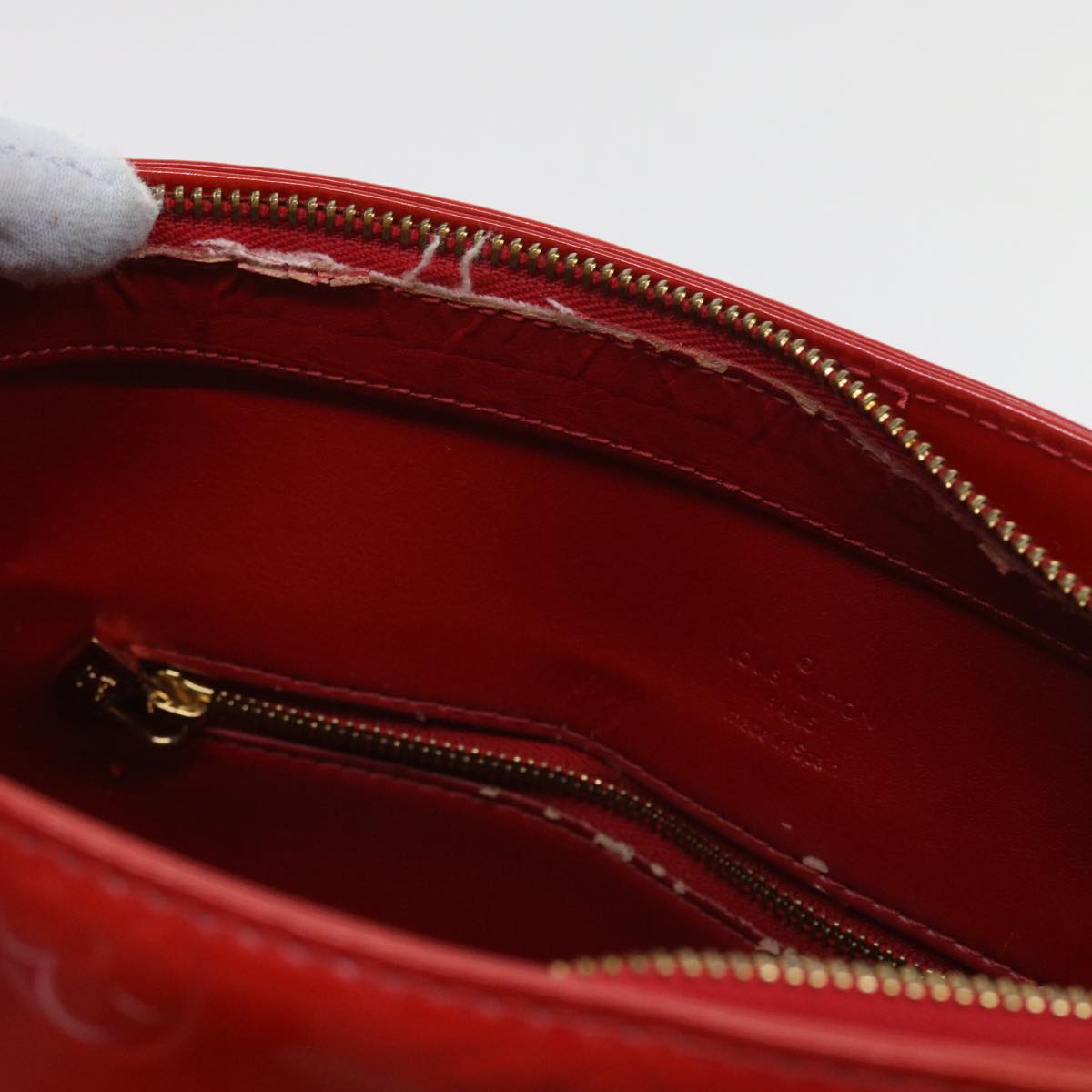 LOUIS VUITTON Monogram Vernis Houston Hand Bag Red M91092 LV 55796