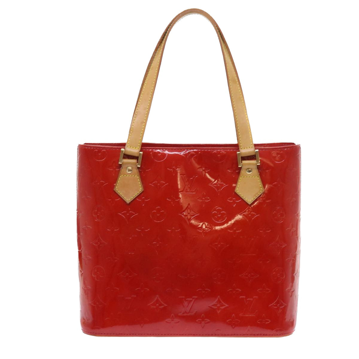 LOUIS VUITTON Monogram Vernis Houston Hand Bag Red M91092 LV 55796