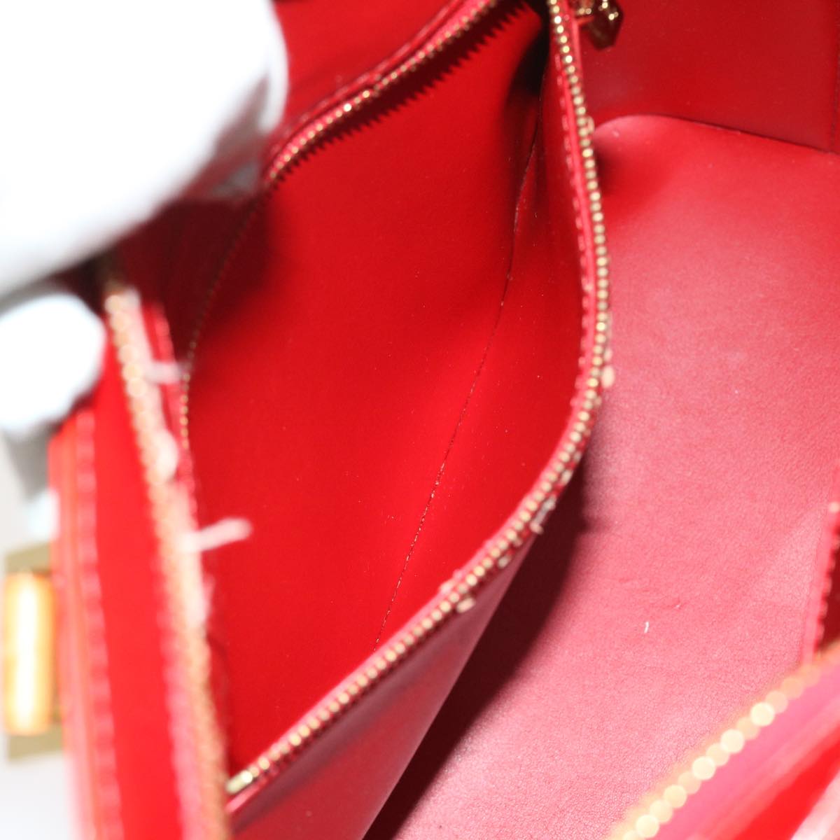 LOUIS VUITTON Monogram Vernis Houston Hand Bag Red M91092 LV 55796