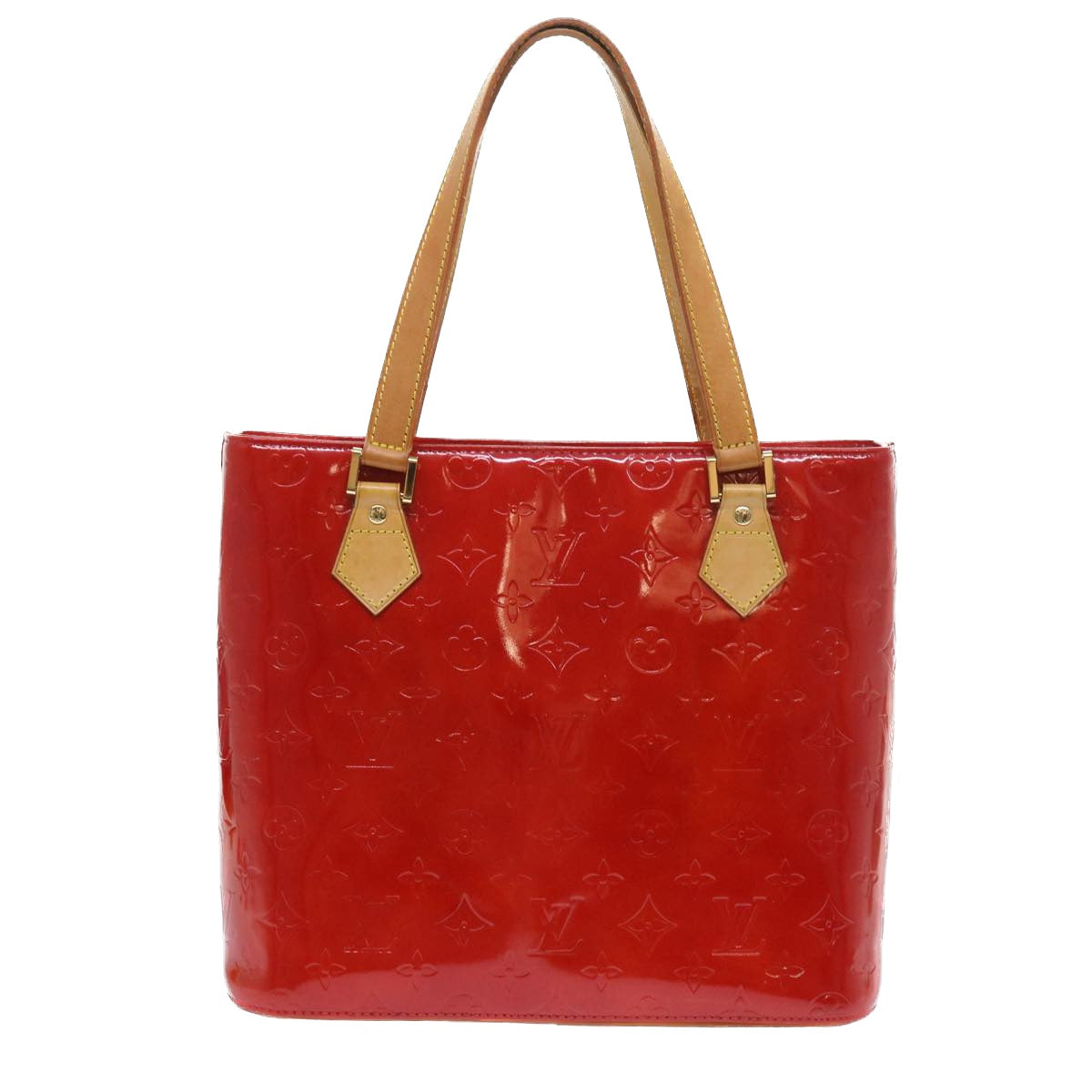 LOUIS VUITTON Monogram Vernis Houston Hand Bag Red M91092 LV 55796