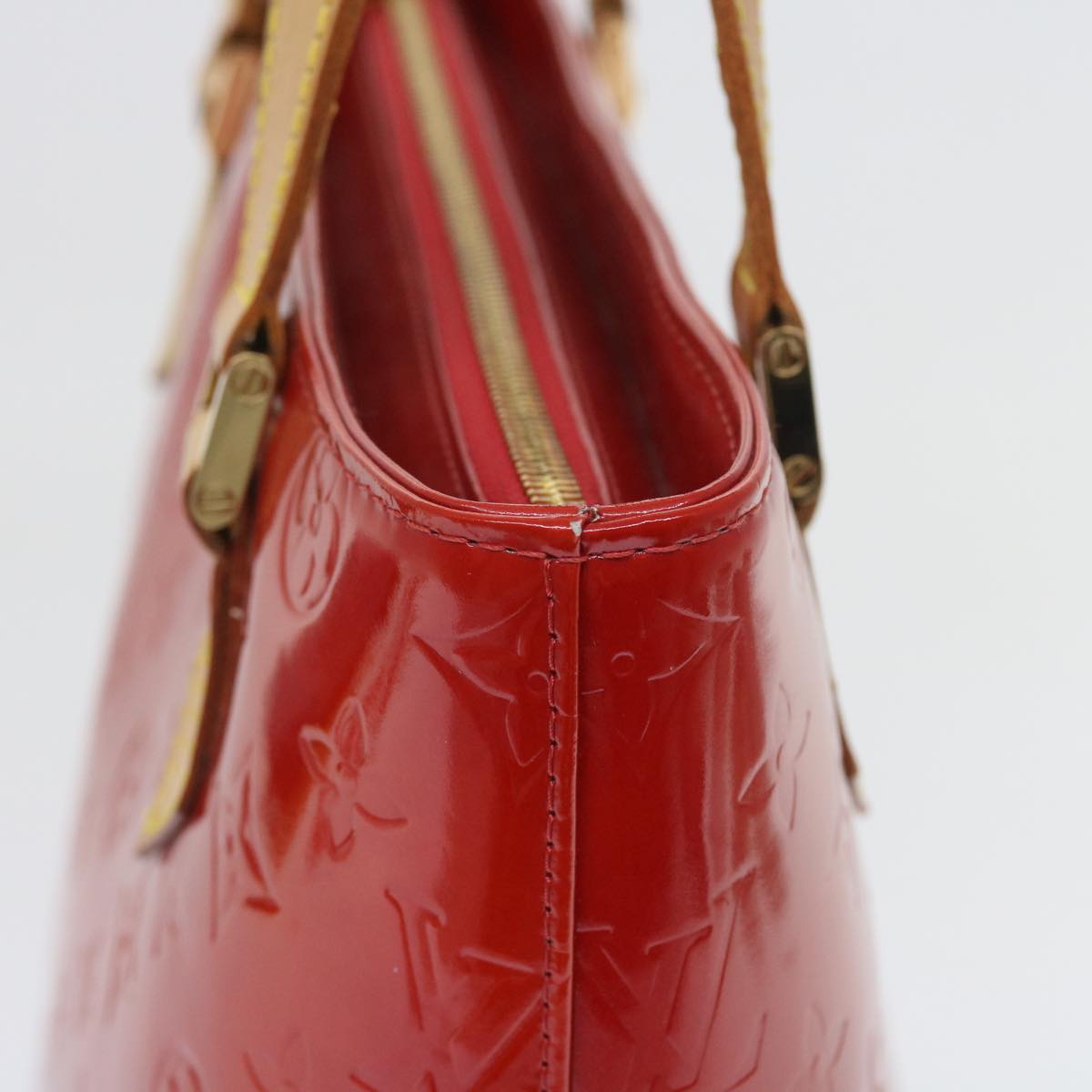 LOUIS VUITTON Monogram Vernis Houston Hand Bag Red M91092 LV 55796