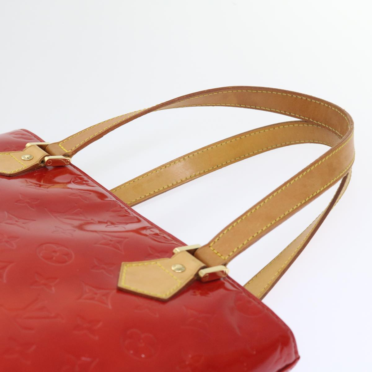 LOUIS VUITTON Monogram Vernis Houston Hand Bag Red M91092 LV 55796