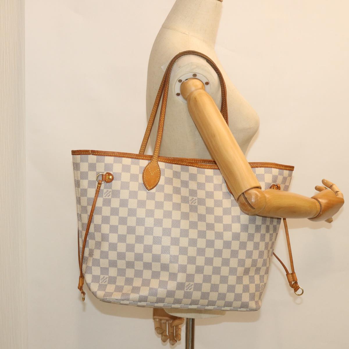 LOUIS VUITTON Damier Azur Neverfull MM Tote Bag N41605 LV 55806