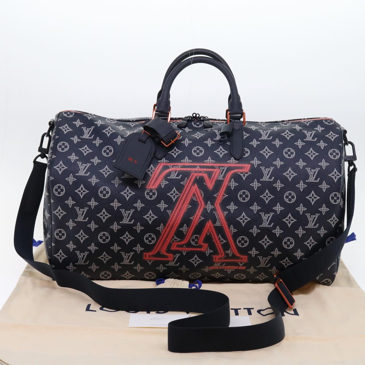LOUIS VUITTON Monogram Ink Keepall Bandouliere 50 Boston Bag M43684 55809A